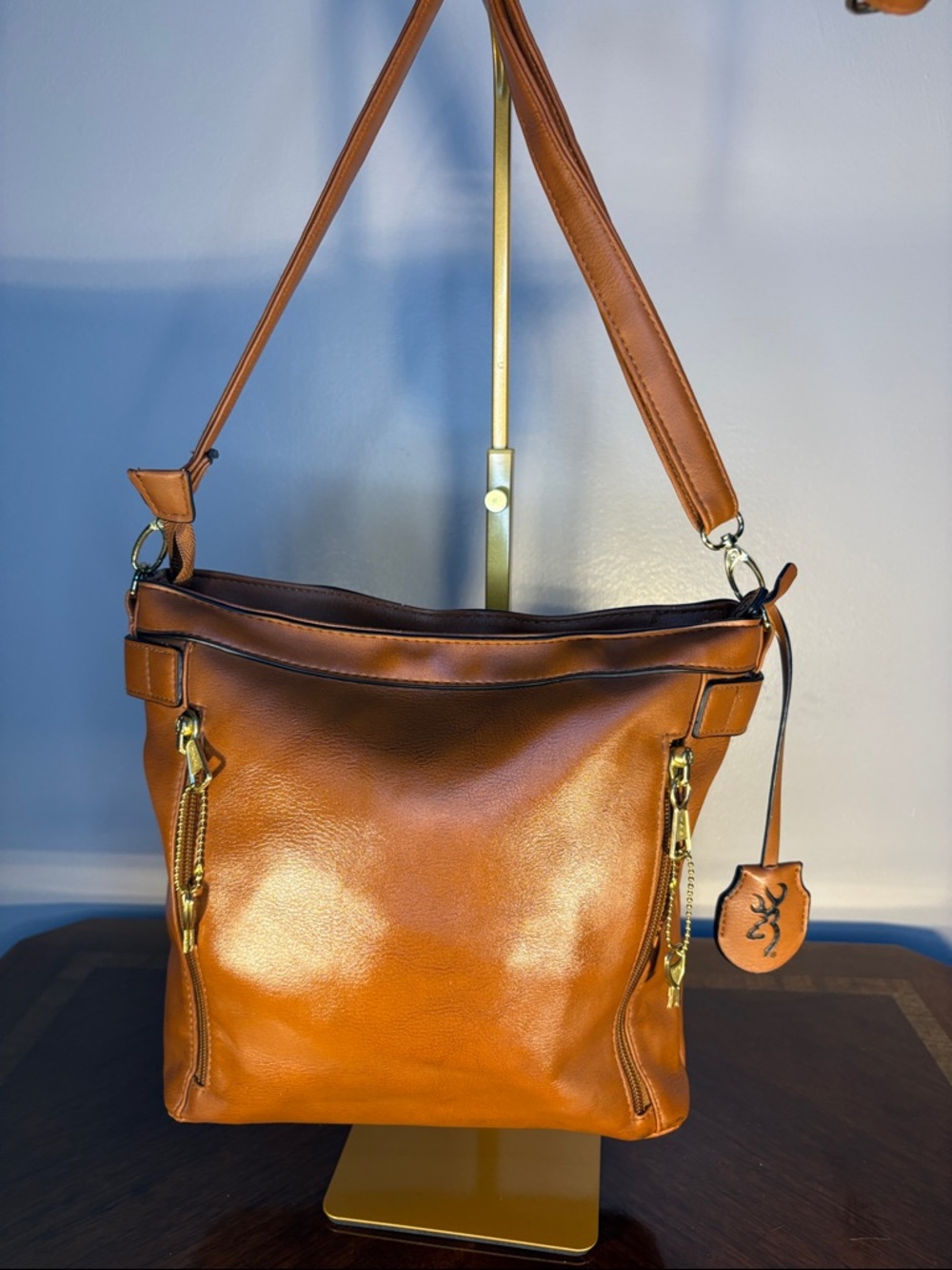 Browning Leather Shoulder Bag with Deer Logo Conceal and Carry